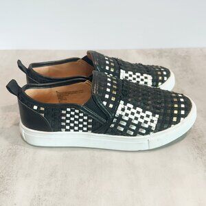 Mossimo Target Sneakers Slide On Black White Gold Checkered Street Wear Weaved